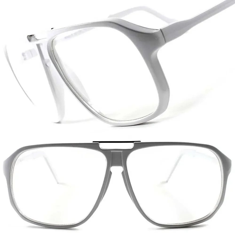 Designer Look Rich Famous Hip Hop 90s Style Oversized White Clear Lens Glasses